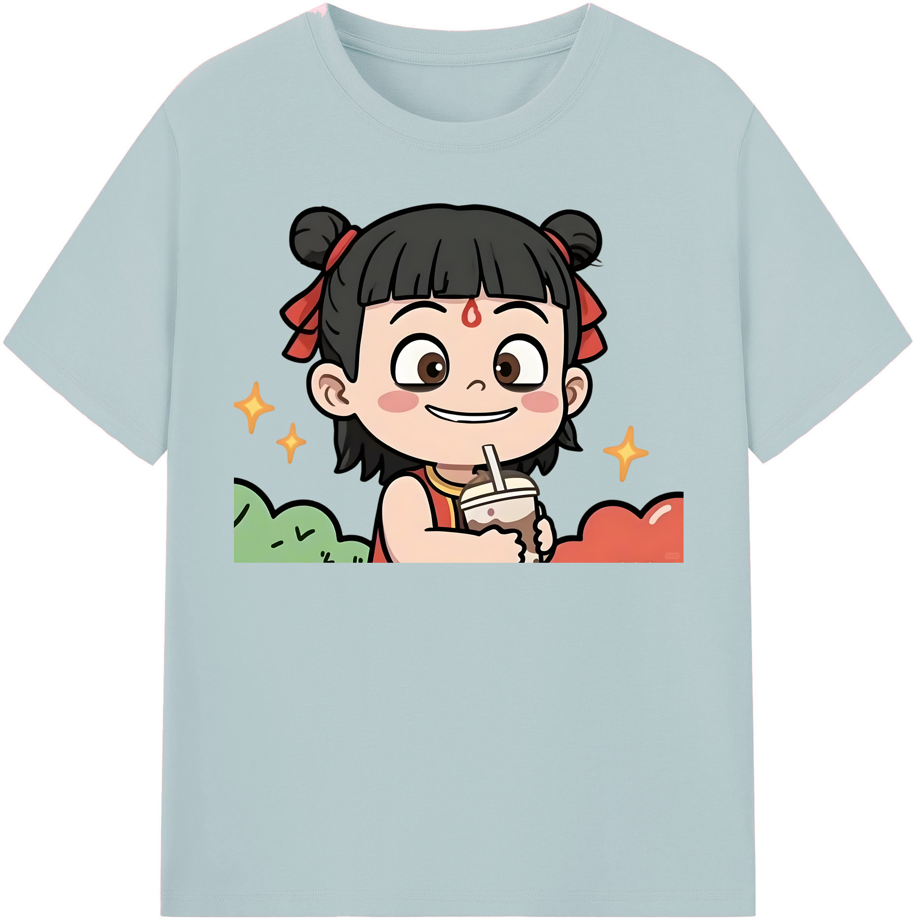 （画像用） Ne Zha 2 ナタ 魔童の大暴れ 綿100％半袖Tシャツ（フロントプリント）
